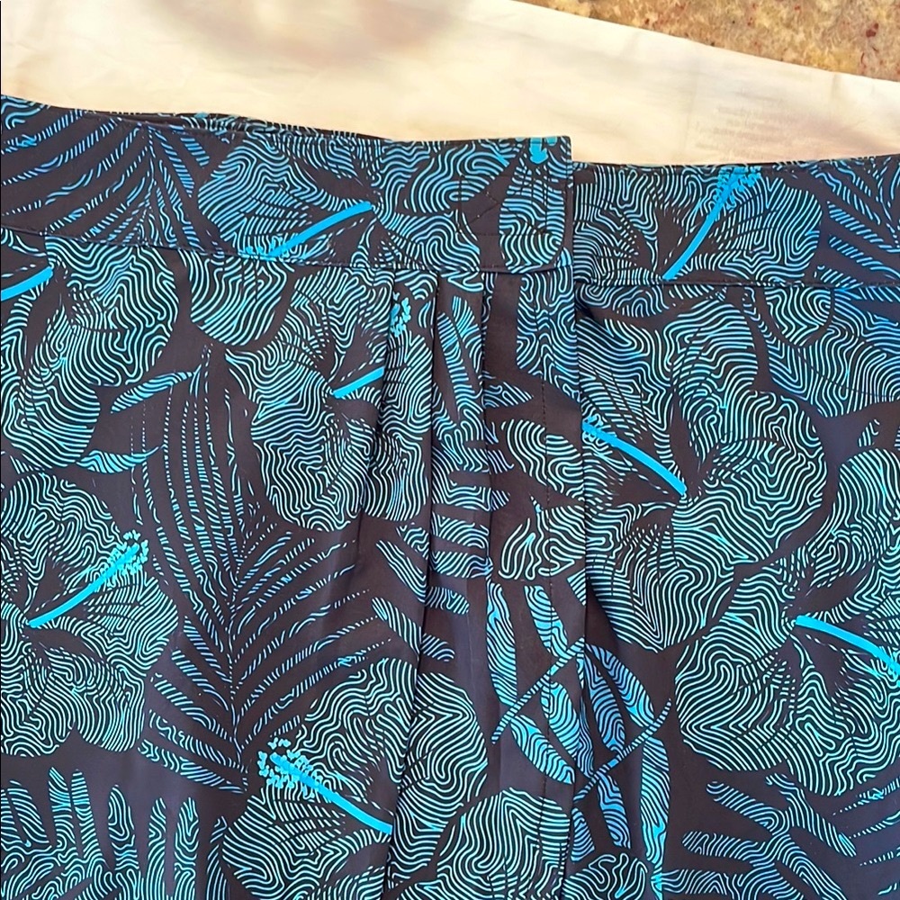 Sarong Blue and Black Leaf Print Swim Coverup